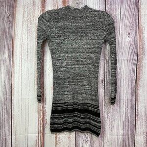 H&M Black/Grey Ribbed Long Sleeve Knit Dress Girls Size 8-10  #5116